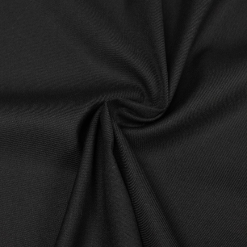 Elois Black Fluid Wool Twill Fabric