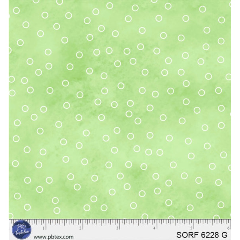 Sorbet Flannel Green Open Dot Cotton 44" / 45" Fabric per yard