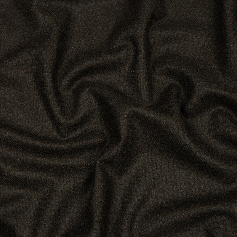 Famous Designer Black and Chocolate Torte Mottled Blended Wool Twill Suiting