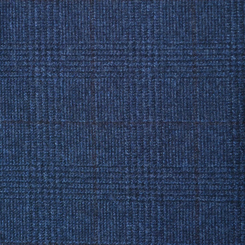 Medium Blue with Dark Brown Glen Check Super 110's Italian Wool Suiting