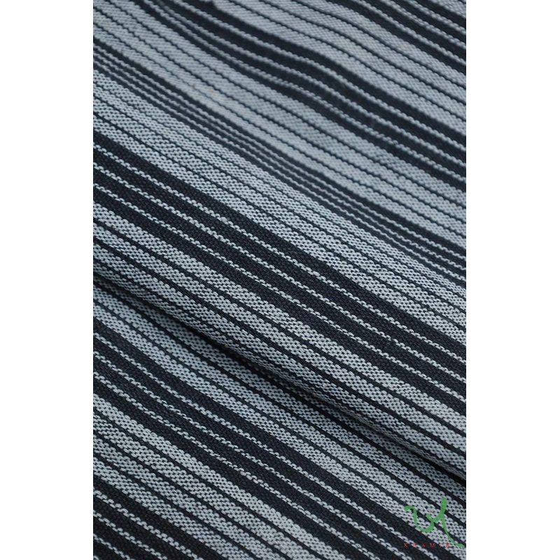 Black Grey Stripes Handwoven Kala Cotton Fabric
