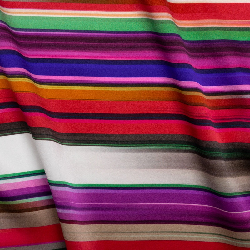 Silk Charmeuse Print - Purple, Brown and White Ombre Painted Stripes