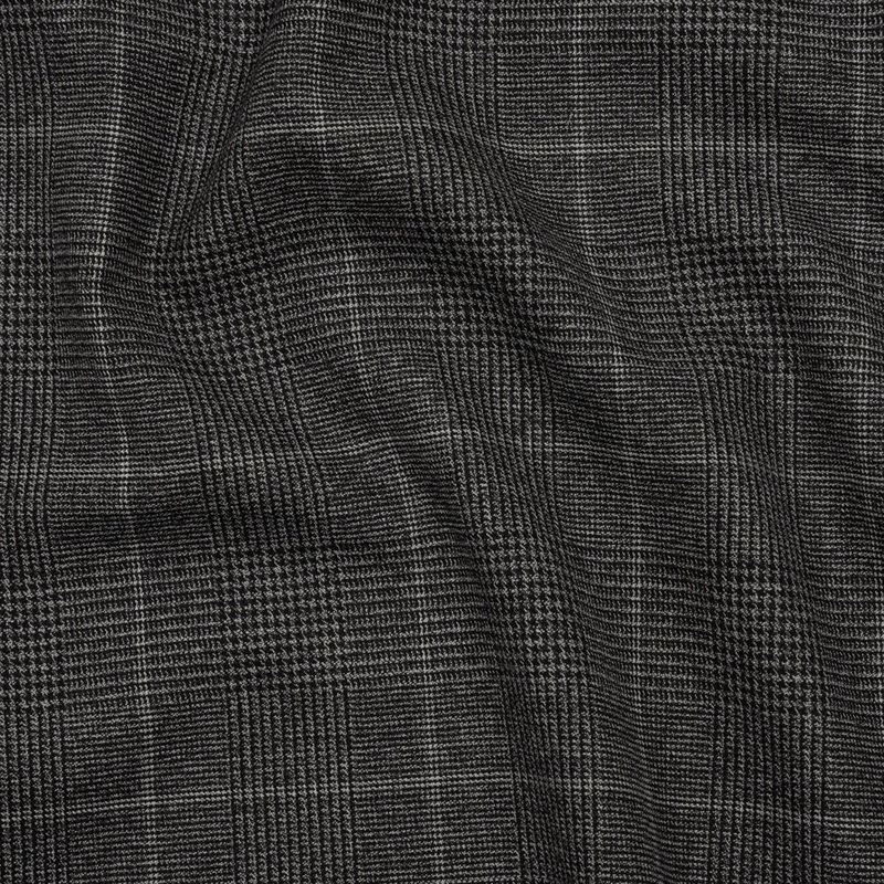 Super 130 Wool Suiting Made in Italy - Black and White Glen Plaid - Deadstock