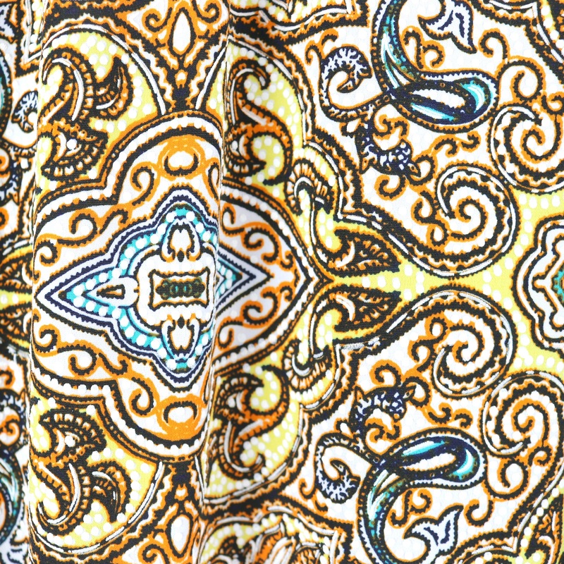 58/60" 200GSM Yellow/Orange pattern ITY Knit Fabric with Puff by the Yard