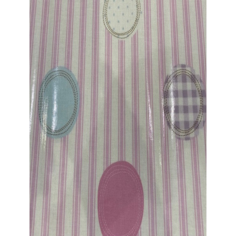 Patches on Pink Stripe on PVC Coated Cotton