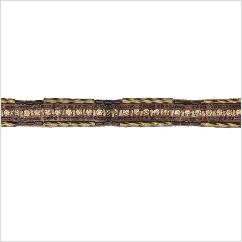 0.5" Gold/Copper Beaded Rhinestone Trim