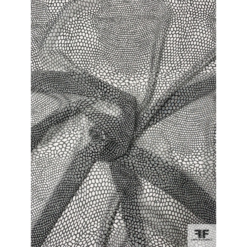 Alligator Skin Printed Silk Chiffon - Black / White