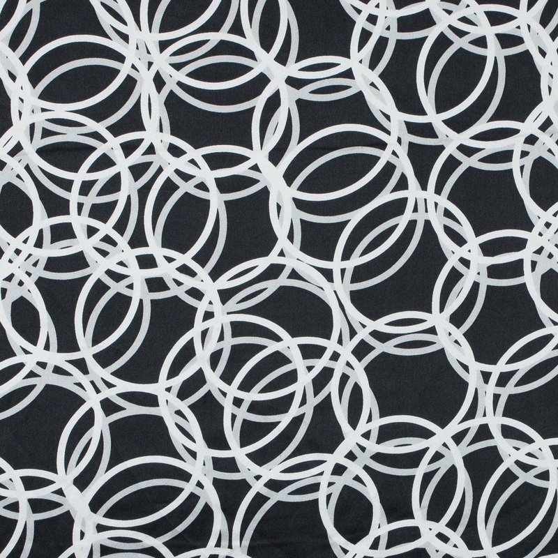 Black and Gray Violet Circles Printed Silk Charmeuse