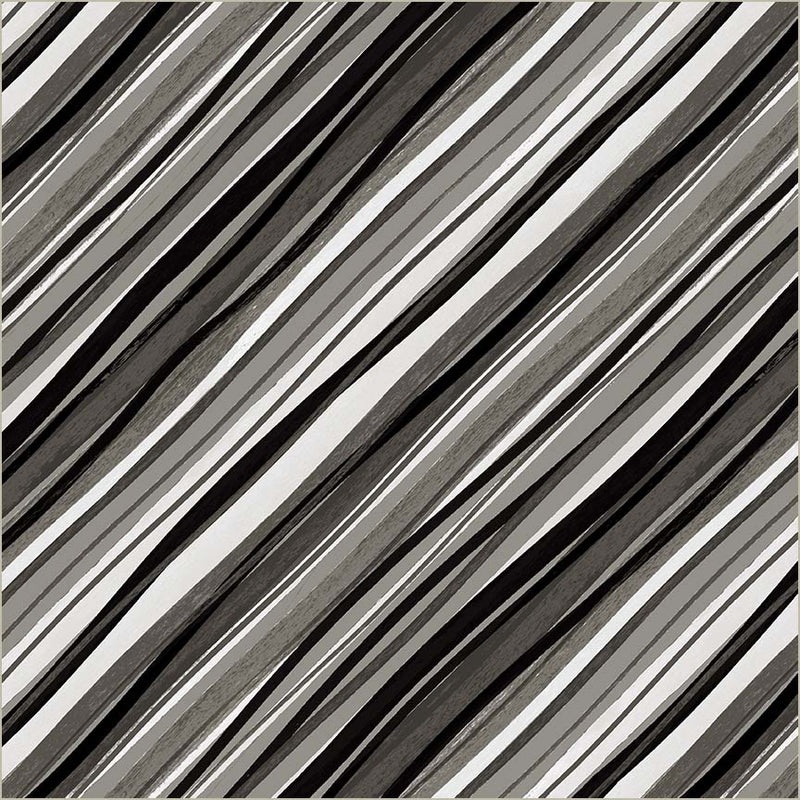 Black Verona Painted Stripe Cotton 44/45 Fabric Per Yard
