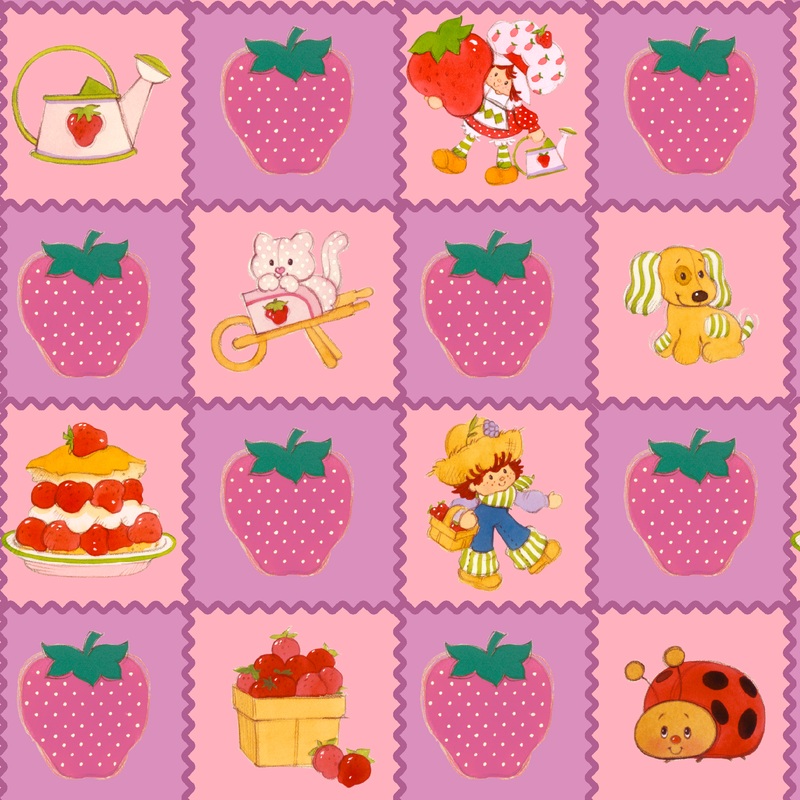 Strawberry Shortcake Patchwork on Purple Fabric