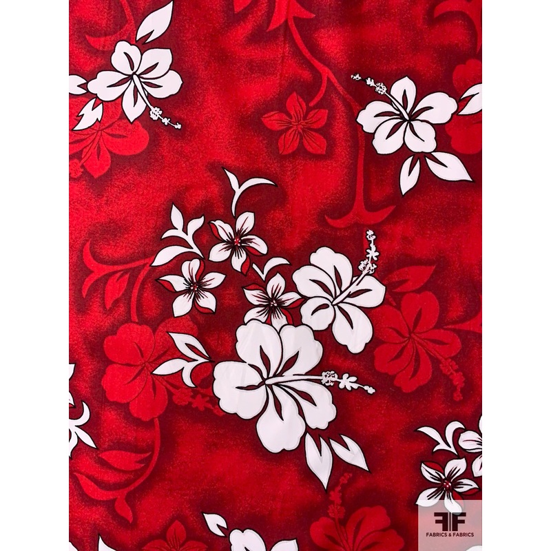 Vibrant Floral Printed Cotton Poplin - Red / White / Black