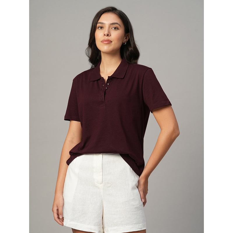 Women's Wine 100% Organic Cotton Regular Fit Tshirt WINE