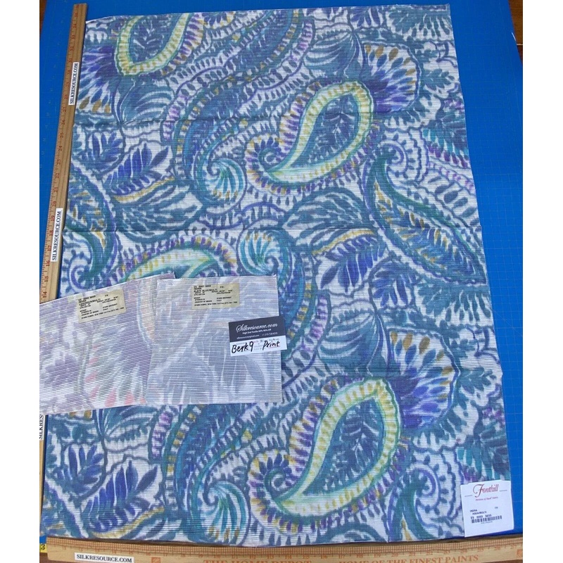 20j Berkbox9 Length Scalamandre Print 1 Yard X 26" Indra Aqua/multi Aztek Mayan Print Cotton MSRP USD 202/Y Heavy