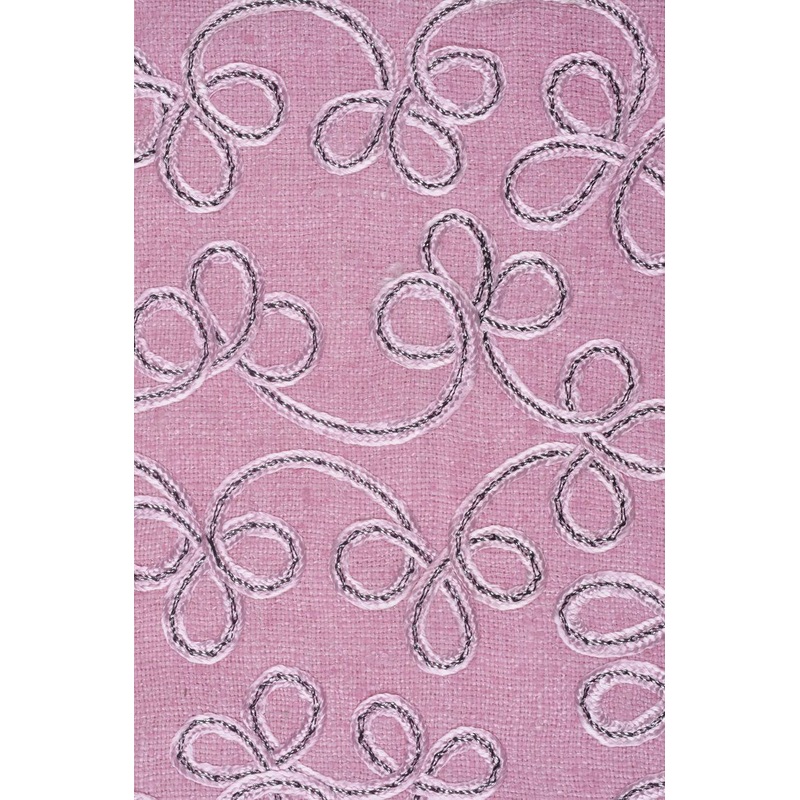 Bubble Gum Embroidered Raw Silk 301 Fabric