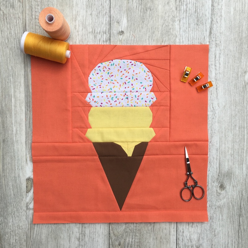 Ice Cream Cone FPP Quilt Block Pattern - PDF Instant Download