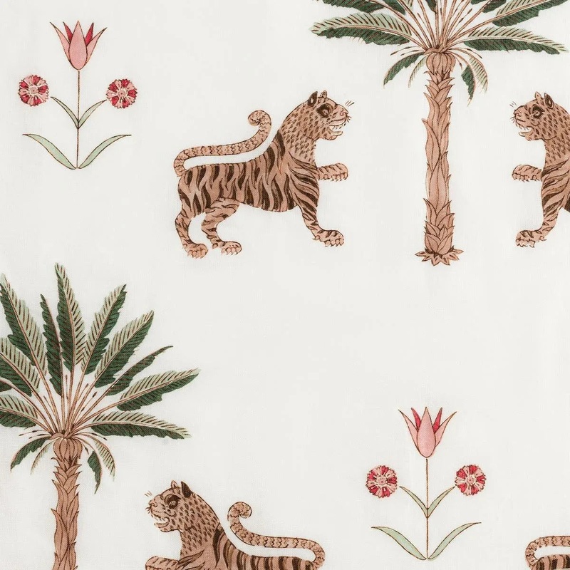 Schumacher Tiger Palm Tablecloth for Matouk Linen Tigereye Round Shape 108inches- Special Order