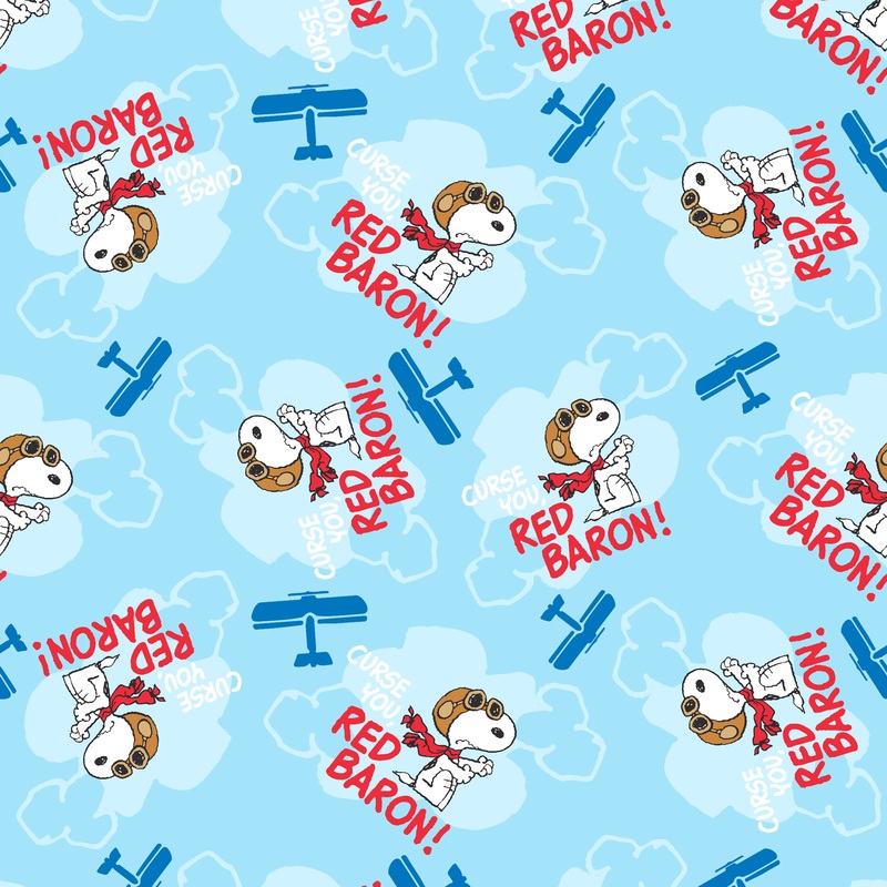 Peanuts Snoopy Aviation Toss Fabric