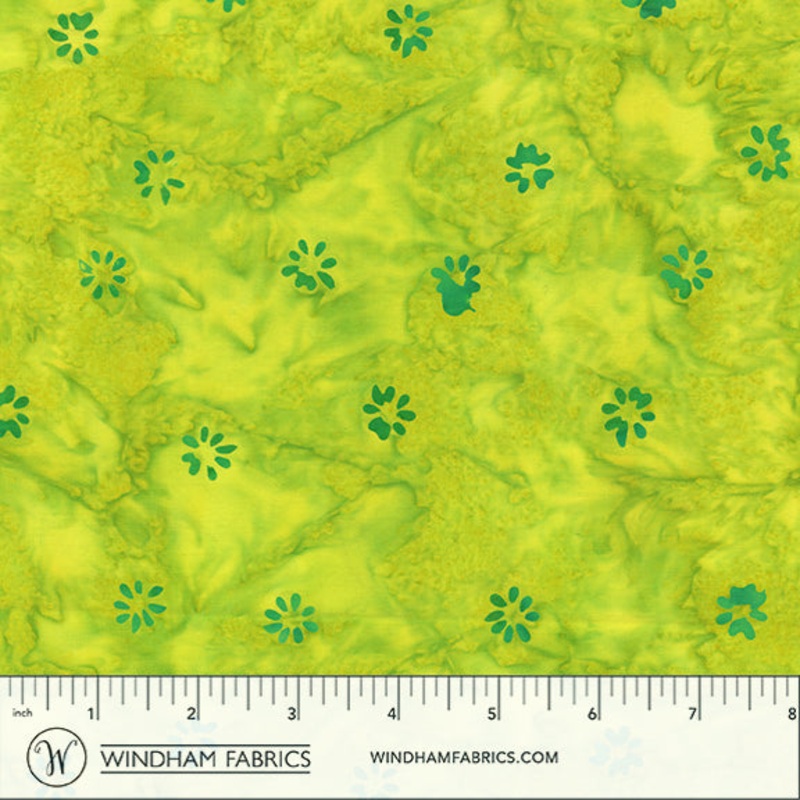 QE8: Charm Anthology Fabrics 455Q-5 Green Buds Batik Cotton