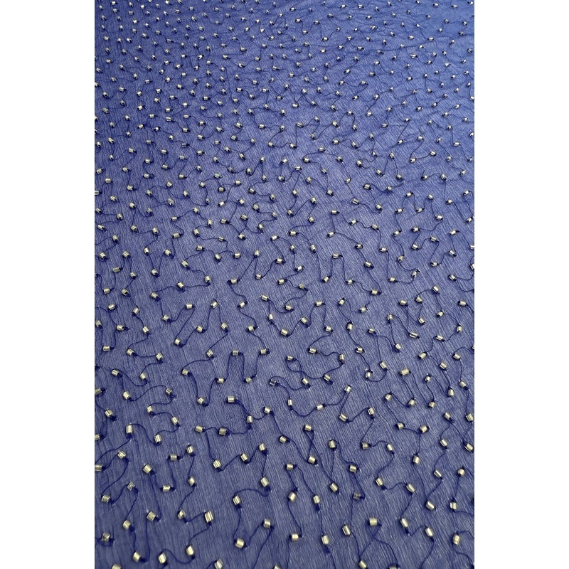 Sapphire Blue Ombre Sequin & Beads on Silk Chiffon JEC-201-13
