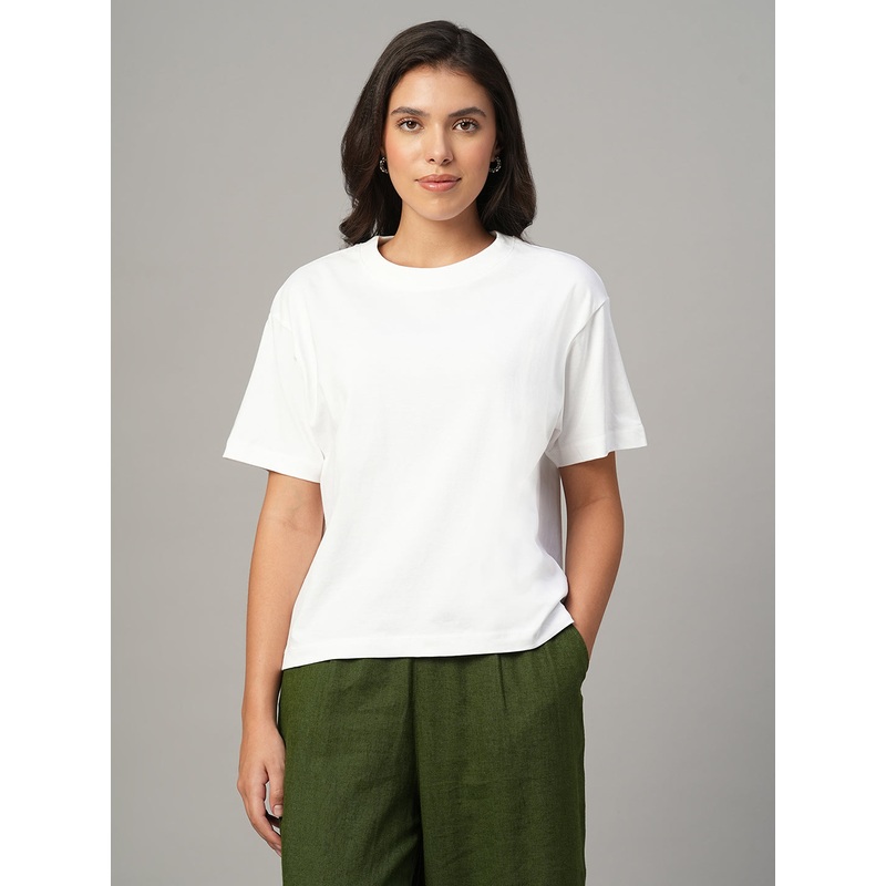 Women's White 100% Organic Cotton Regular Fit Tshirt WHITE