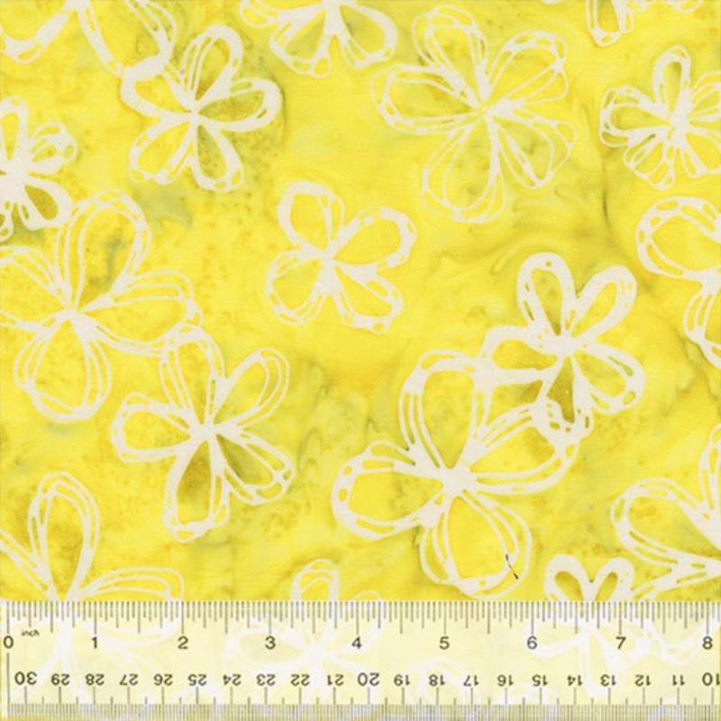 Yellowjackets Anthology Fabrics 2842Q-X Yellow Flower Sketch Batik Cotton