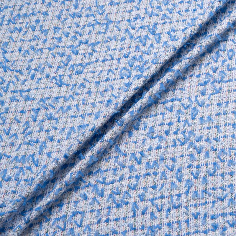 Blue & Multi Cotton Blend Boucl