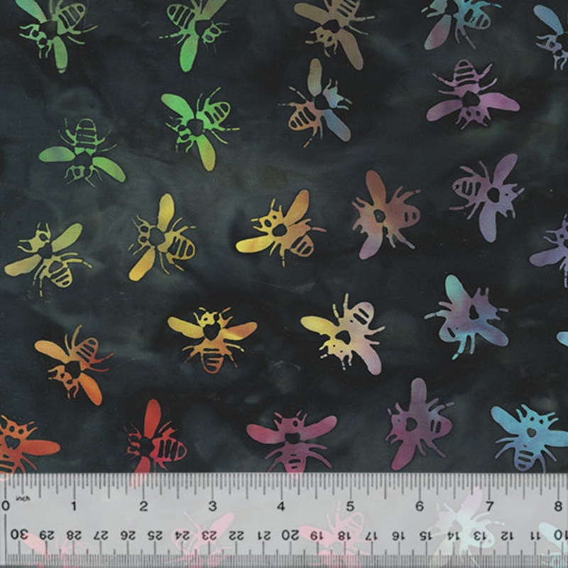 Boho Blooms Laura Heine 730Q-1 Inky Bumble Bee Batik Cotton