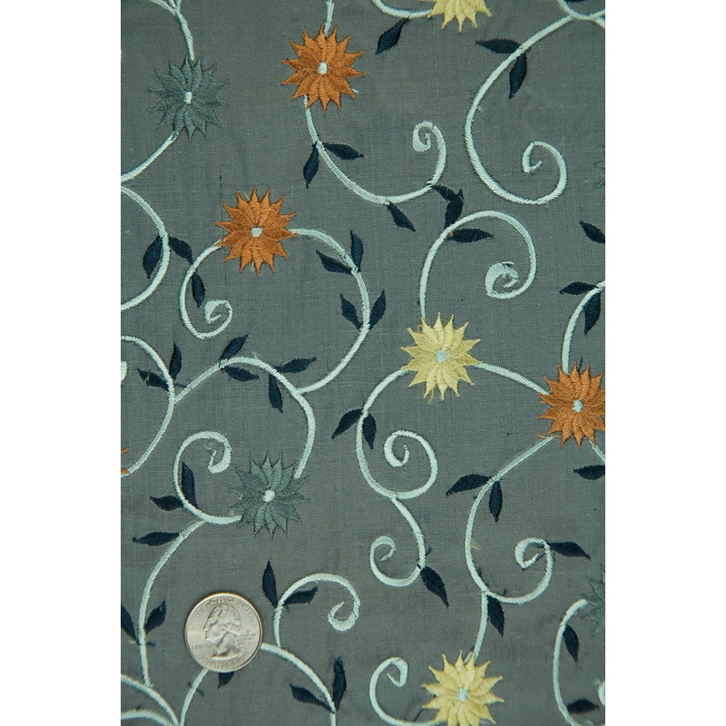 Embroidered Dupioni Silk MED-102/5 Fabric