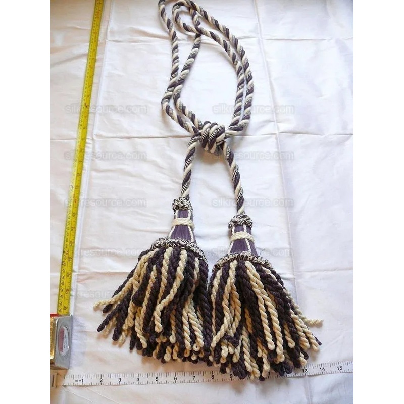Lee Jofa Cantal Tieback Tassel Tieback-double Lilac Deep Purple Beige Wool Cotton MSRP USD 270