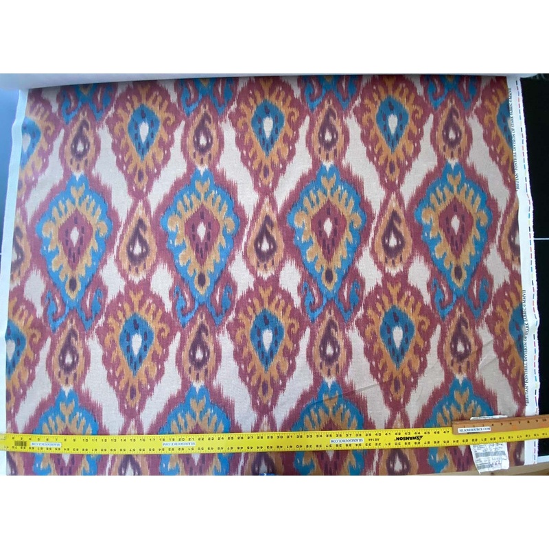 Scalamandre Bhutan Ikat Suzani Red/blue/multi Heavy Cotton MSRP USD 280/Y