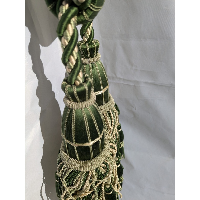 Scalamandre Hampton Court Tieback Moss Green and Beige Tassel MSRP USD 1058