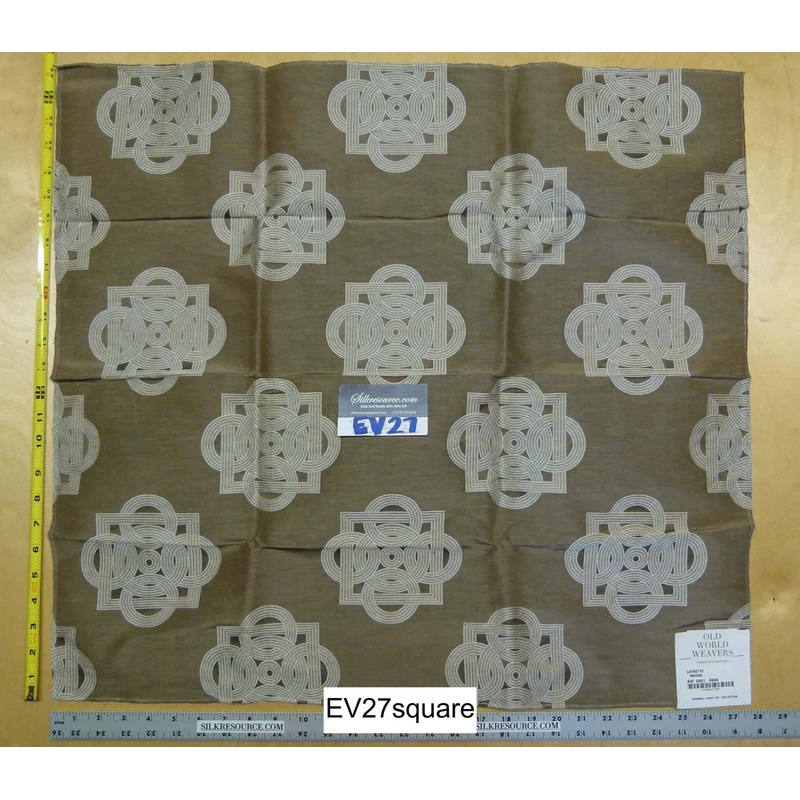 Scalamandre Old World Weaver Lockette Mocha Geometric Medallion Brown Small Jacquard - Square