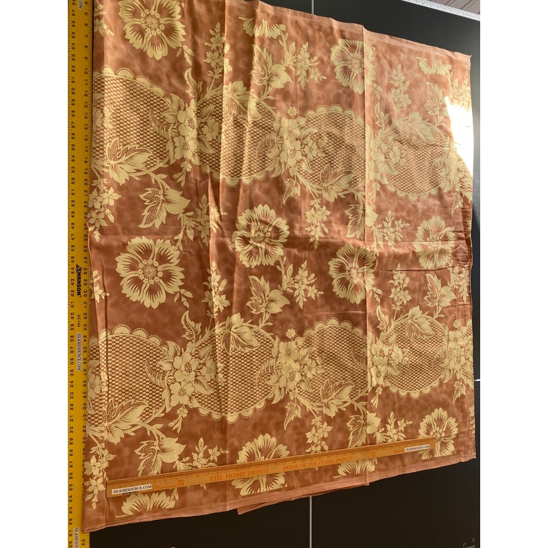 2.4Yards Old World Weavers Lille Flower Rose on Cream Satin Printed Cotton Fortuny Style in Rose