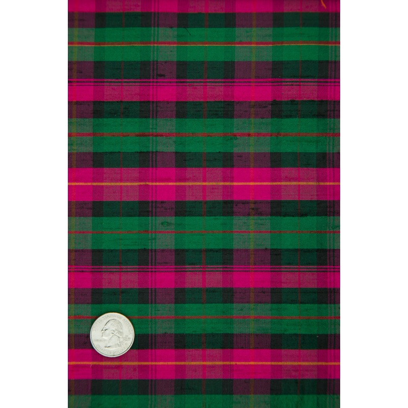 Purple Green Tartan 389 Silk Shantung