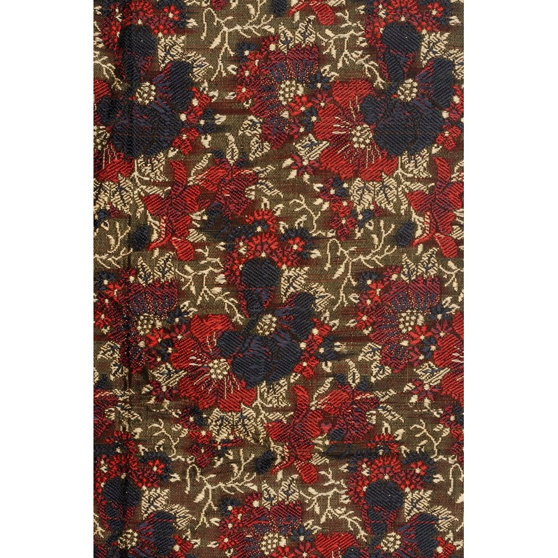 Red Blue Silk Brocade Fabric