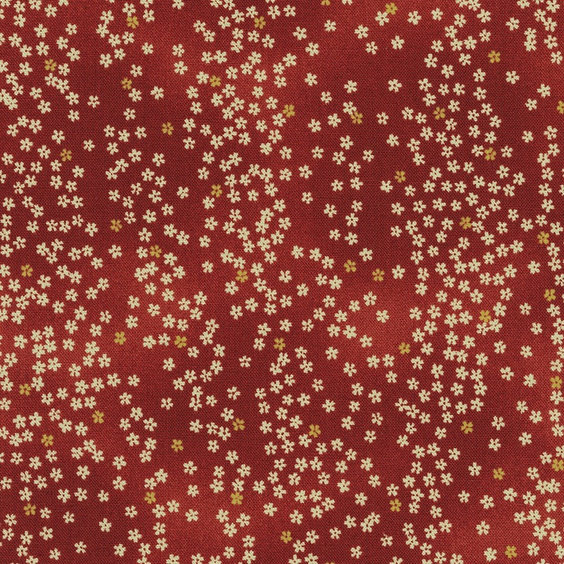 Sevenberry Kasuri Cotton Fabric, Little flowers on brick, 1/4 yard