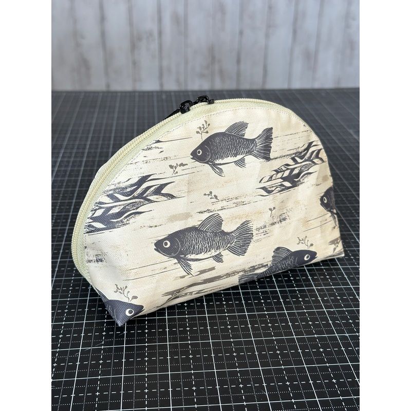 Taco Pouch Bag #58 - Black Fish-Themed Print