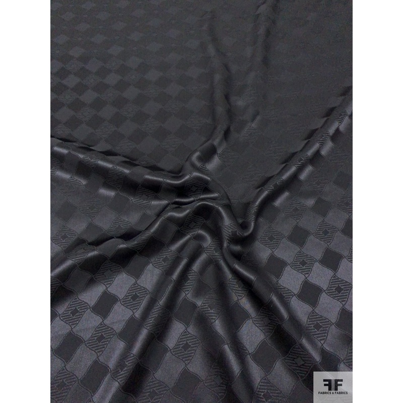 Wavy Diamond Jacquard Silk Charmeuse - Black