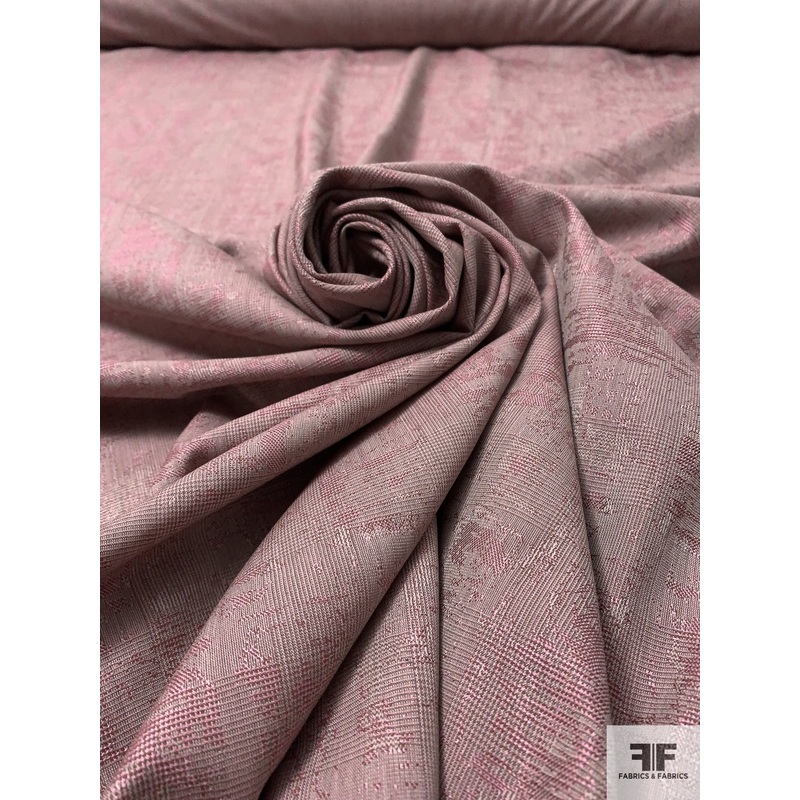 Fine Jacquard Glen Plaid Wool Suiting - Dusty Pink / Light Beige