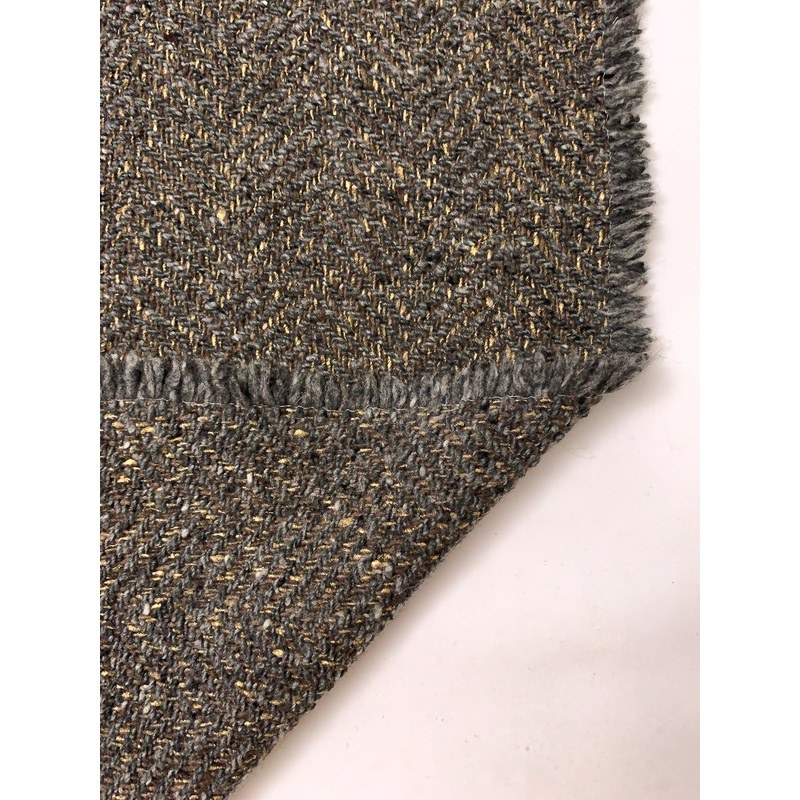 French Vintage Ralph Lauren Wool Blend Tweed with Foiled Yarns - Grey / Dark Taupe / Gold