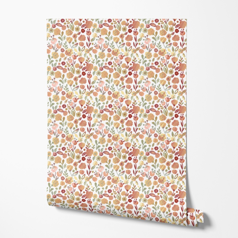 Sara Berrenson Matisse Floral Botanical on White Wallpaper