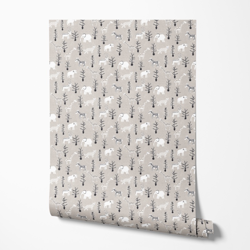 Savanna Safari - Neutral Nursery Wallpaper