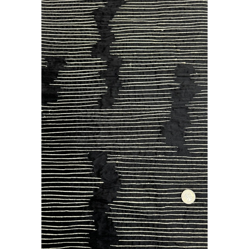 White/Black Embroidered Dupioni Silk MED-431/1