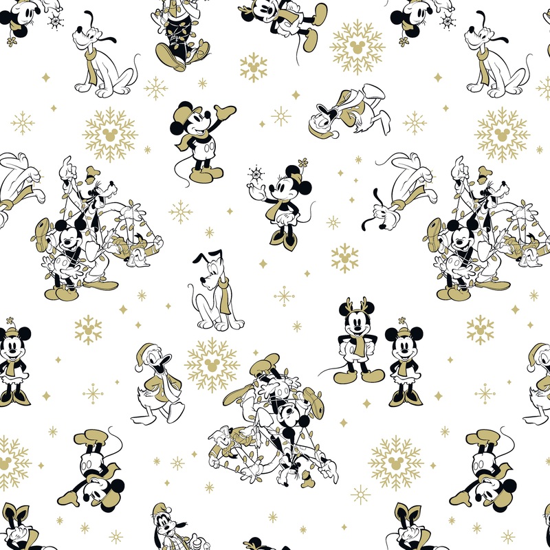 Disney Mickey & Friends Nordic Holiday Pattern Gold