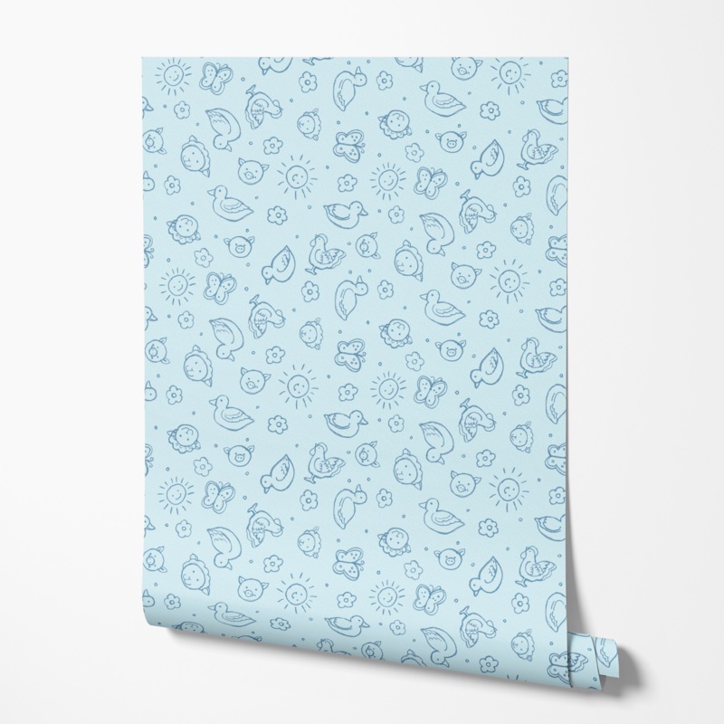 Susan Winget Barnyard Animal Doodle on Sky Wallpaper