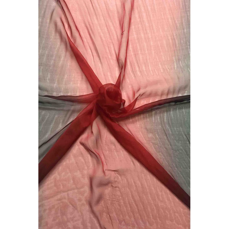 True Red/Black/Charcoal Ombre Silk Chiffon 3D-1025 Fabric