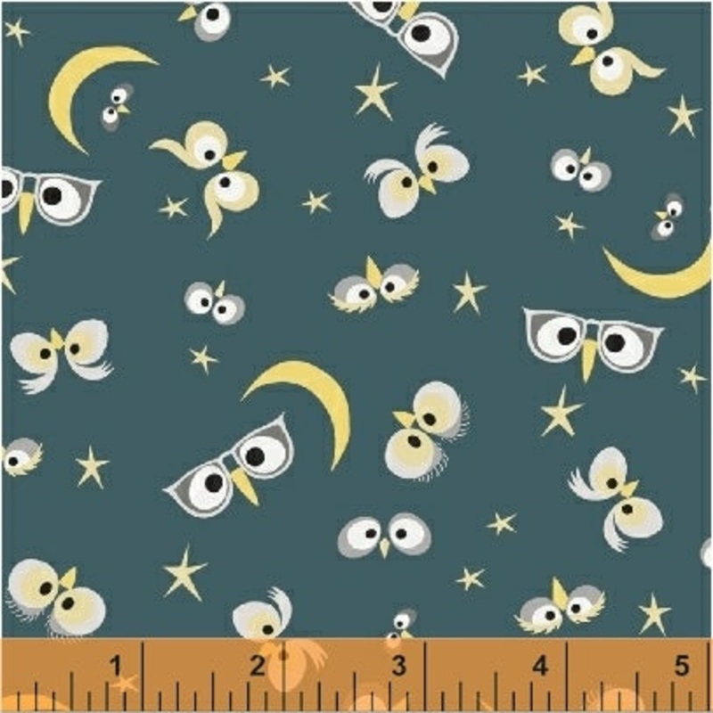 Whoo's Hoo Terri Degenkolb FBTY 51594-3 Teal Night Owl Cotton