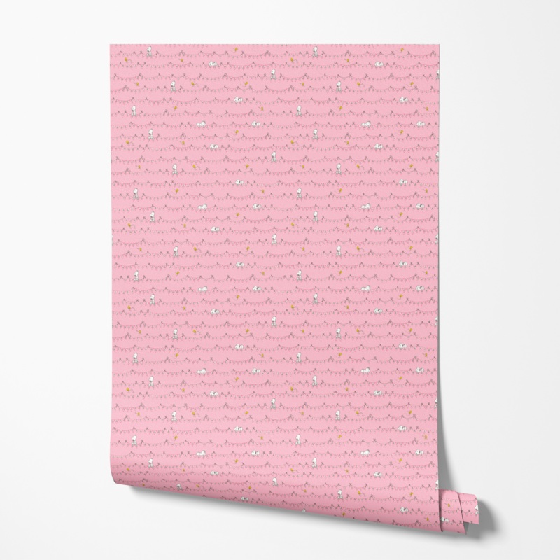Peanuts Snoopy and Woodstock Banner on Pink Wallpaper