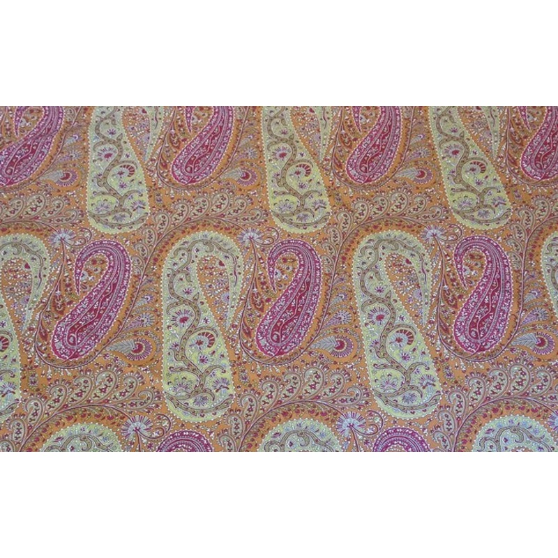 Scalamandre Jaipur Paisley Persimmon Pink Cotton Satin from Italy MSRP USD 199/Y