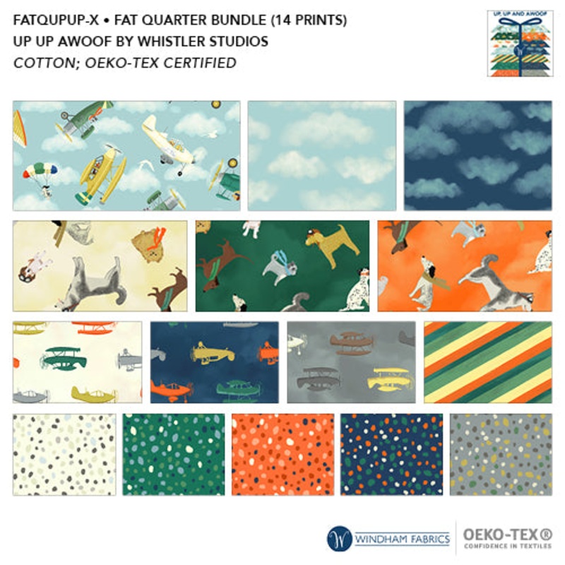 Up Up and Awoof Whistler Studios FATQUPUP-X Multi Fat Quarter Bundle Cotton
